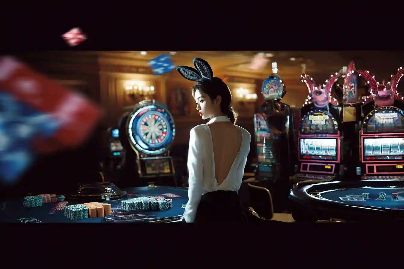 A vibrant slot machine game screen at an online casino