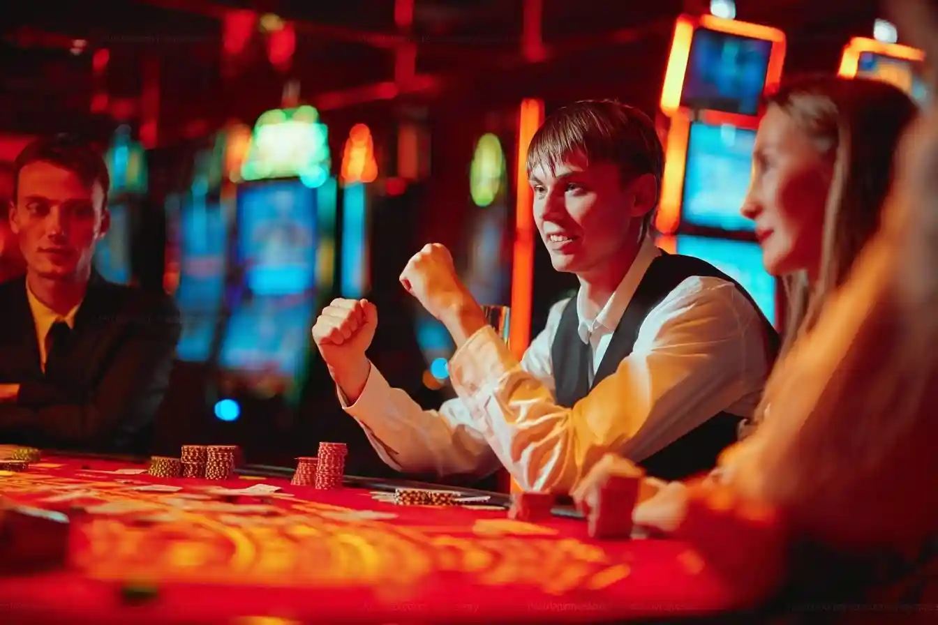 Real casino slot machine with spinning reels